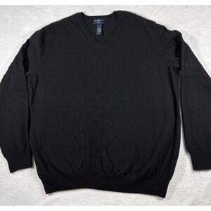 Banana Republic Sweater Mens Size XXL Black 100% Merino Wool V Neck Preppy